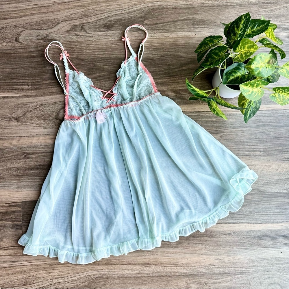 Victoria's Secret Mint Green and Coral Chemise - Picture 11 of 12